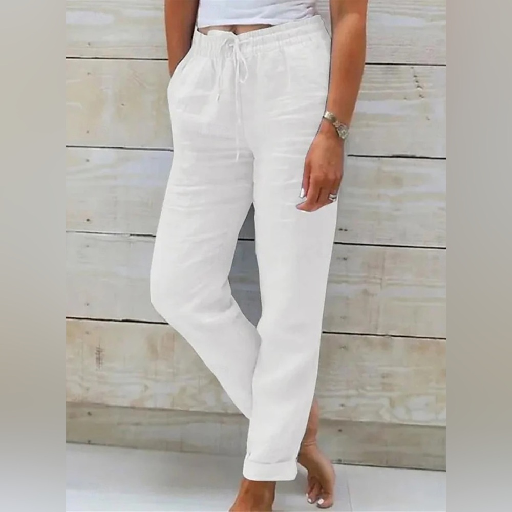 Ci Sono Linen Blend White Pants Womens Small